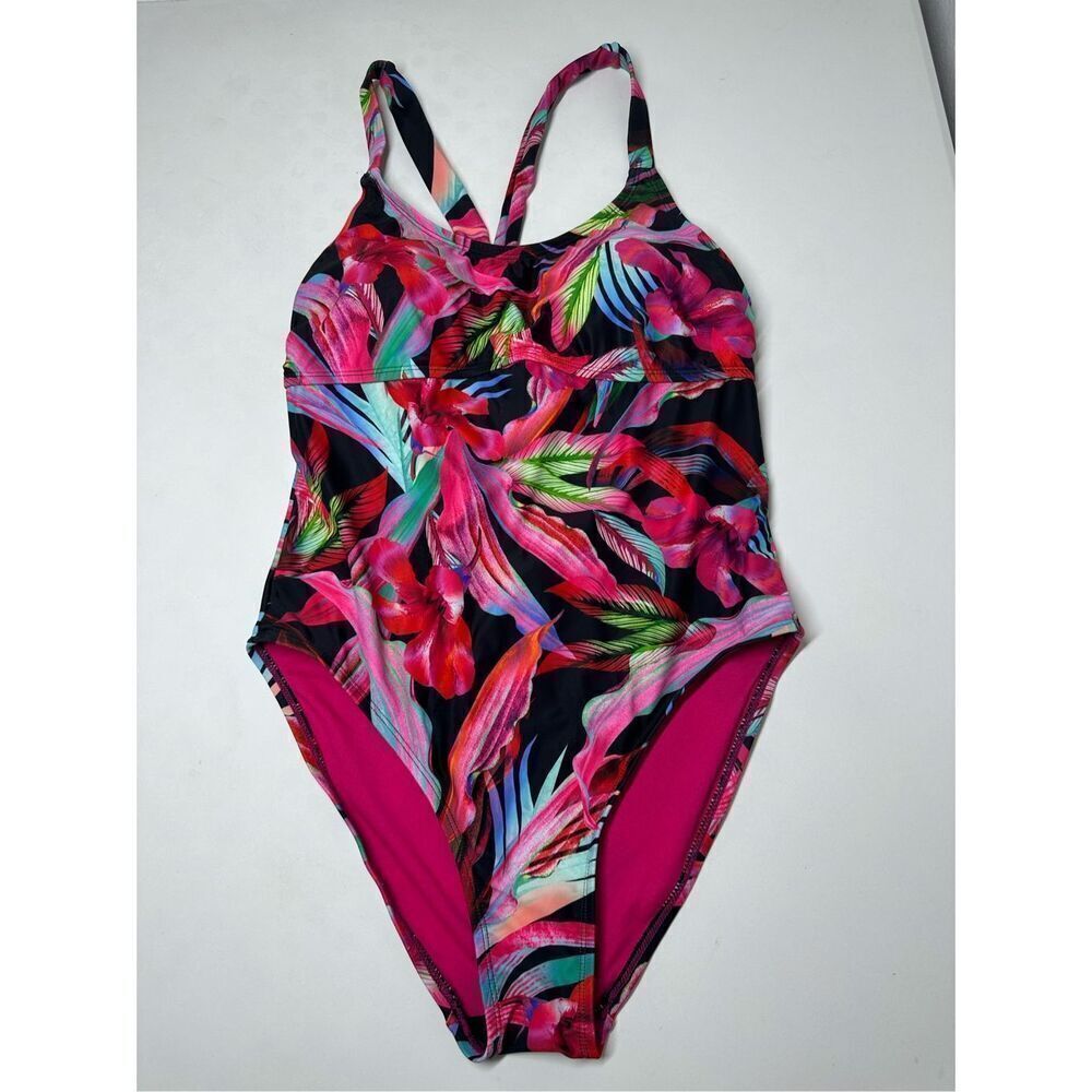 Mynah Bohemian Women’s One Piece Swimsuit Floral Print Size 16W